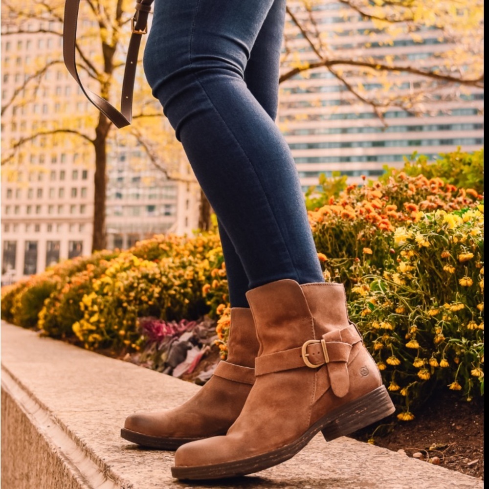 Born Brown Ankle Booties with Buckle